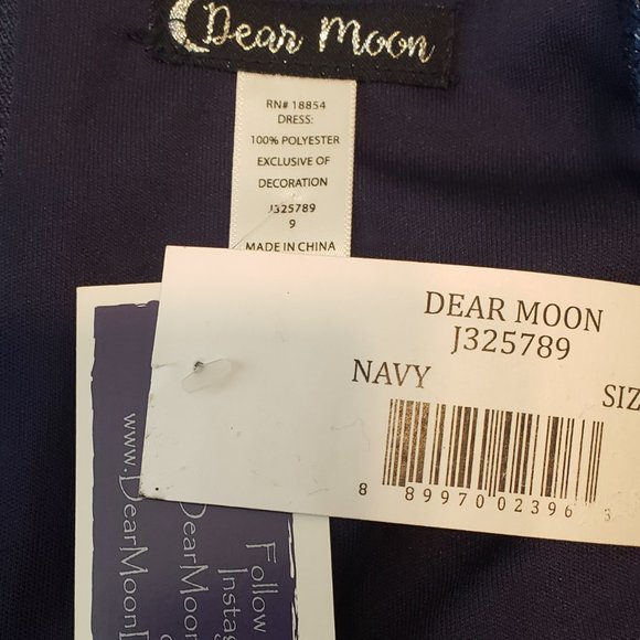 Dear Moon Dk. Navy Shimmer Dress NWT - Picture 5 of 6